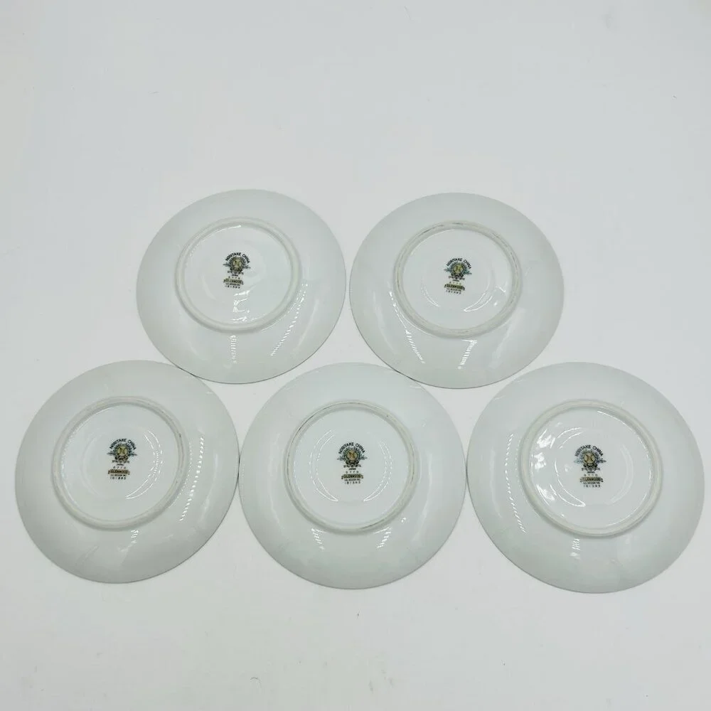Noritake Glenwood 5770 China Saucers Japan Set Of 5 Pink Roses Platinum
